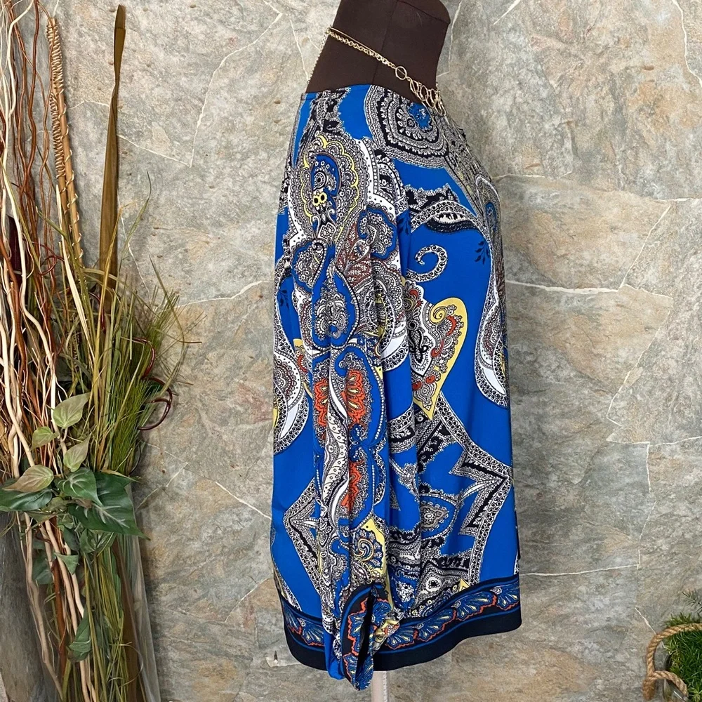 Alani shirt top blouse tunic colorful vibrant paisley stretch extra sleeves XL - Picture 7 of 11
